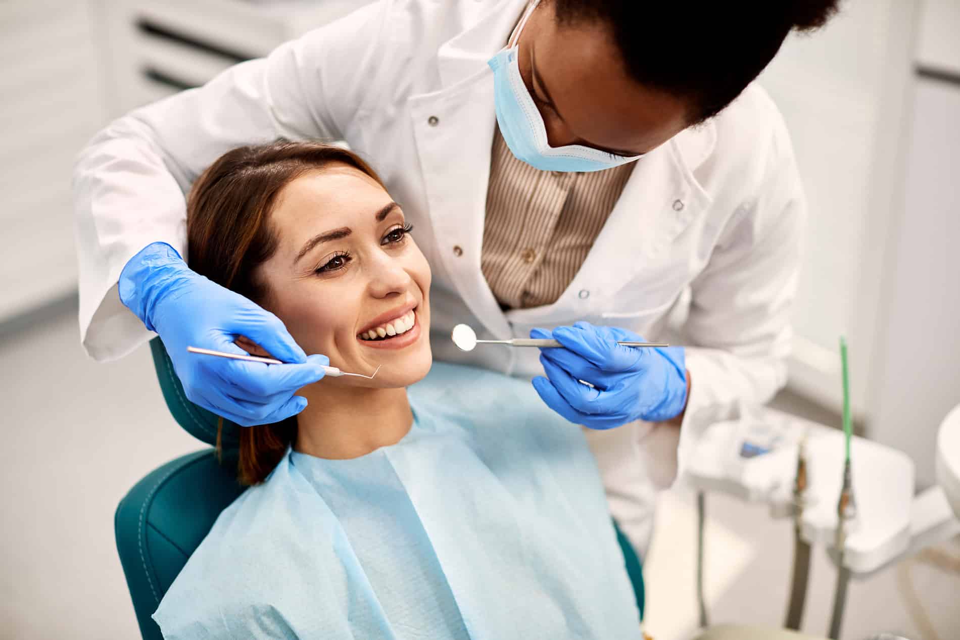 AdobeStock_465695971 v2 Woman at her restoratove dental appointment in Lindenhurst IL